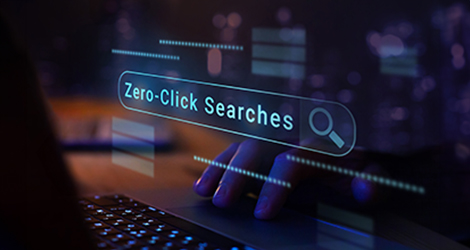 Zero-click searches displayed on a digital search interface over a laptop