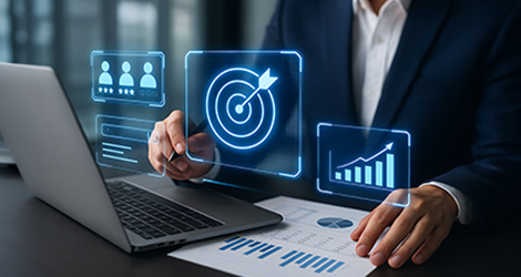 B2B digital marketing strategy with business analytics, target goals, and performance growth