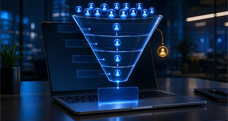 B2B lead generation funnel showing prospects moving through the marketing conversion process