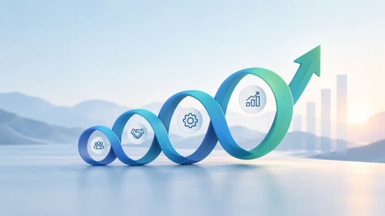 B2B growth loops showing compounding business growth through connected processes