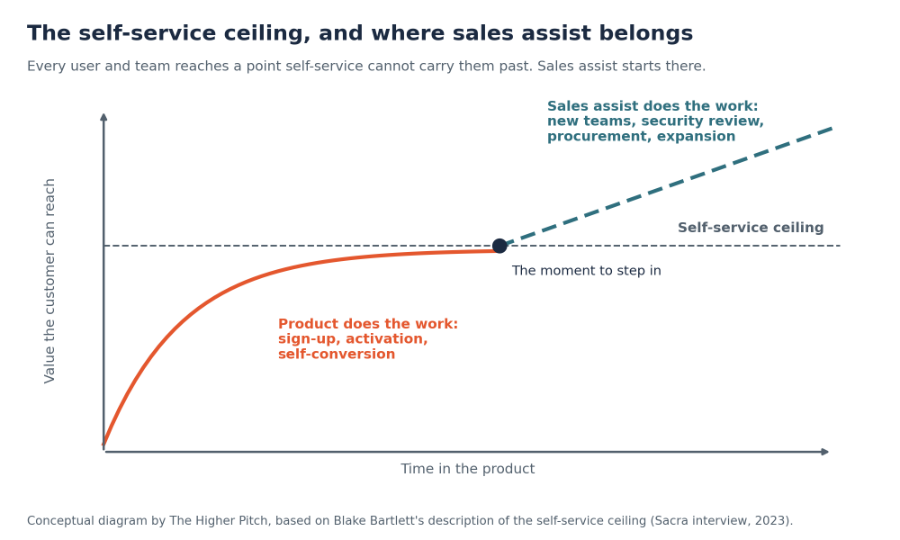 Self-service ceiling showing when sales assistance becomes necessary