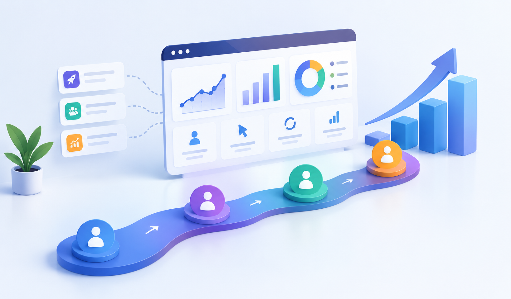 B2B product-led growth metrics dashboard showing user growth, engagement, and performance analytics